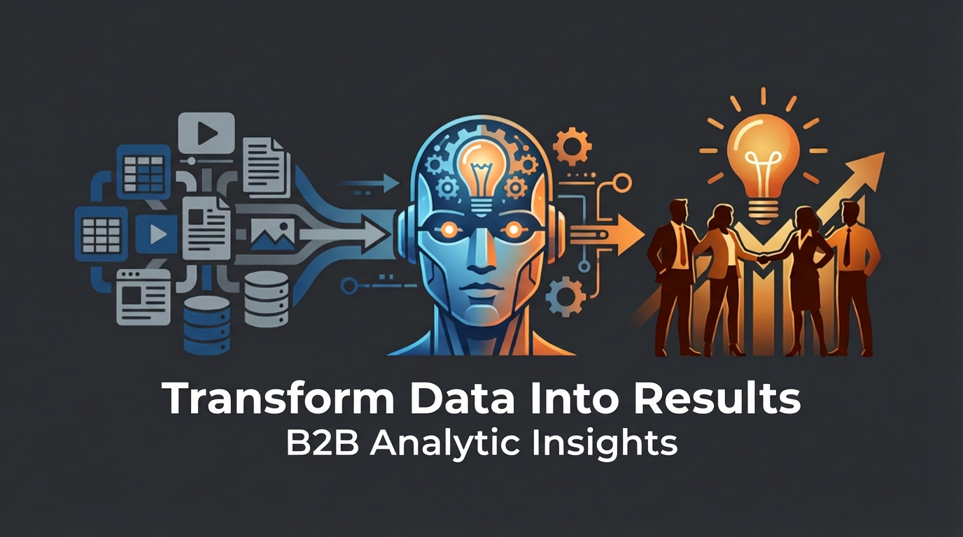 B2B Analytic Insights logo showing transformation from data to results through AI intelligence